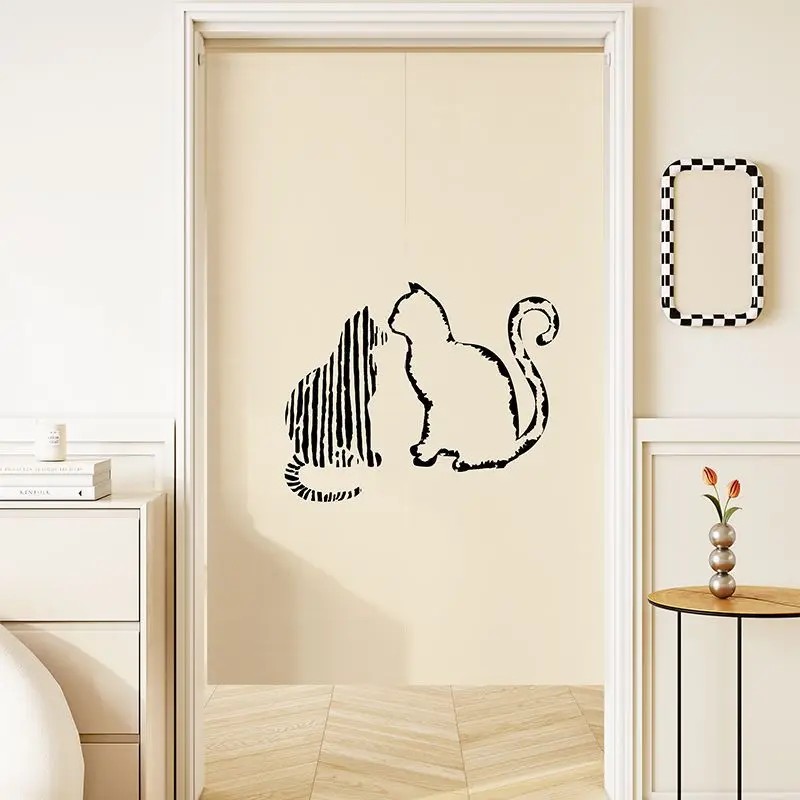 VIKAMA Minimal Line Cat Noren  - Commercial Window Printing recension och pris
