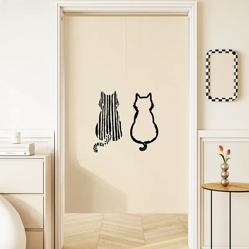 VIKAMA Minimal Line Cat Noren  - Commercial Window Printing recension och pris